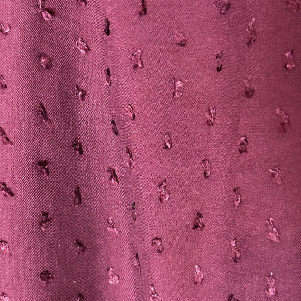 Burgundy H&M Clip Dot Tie Front Long Sleeve Blouse with Ruffled sleeves Size 6 - Picture 3 of 4